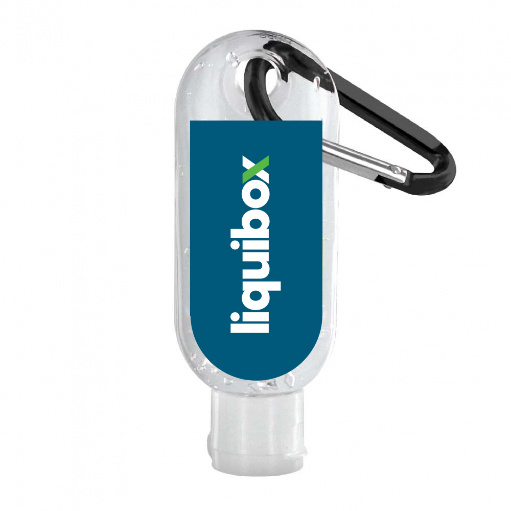 1.9 oz. Clear Sanitizer in Clear Bottle with Carabiner