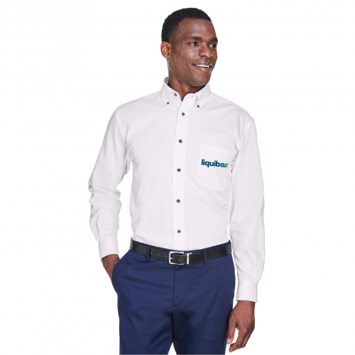 Harriton Men's Easy Blend™ Long-Sleeve Twill Shirt with Stain-Release