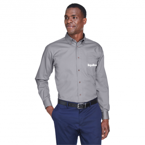 Harriton Men's Easy Blend™ Long-Sleeve Twill Shirt with Stain-Release - Image 2