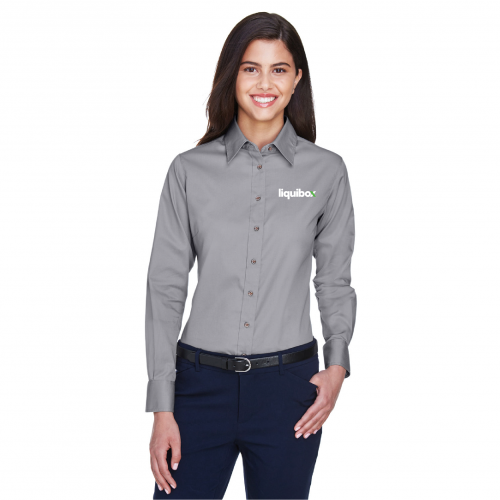 Harriton Ladies' Easy Blend™ Long-Sleeve Twill Shirt with Stain-Release - Image 2